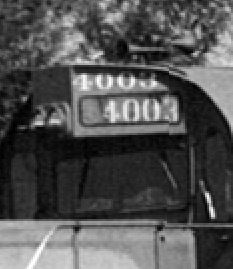 Close up of the number boards of SP engine 4003 above the cab